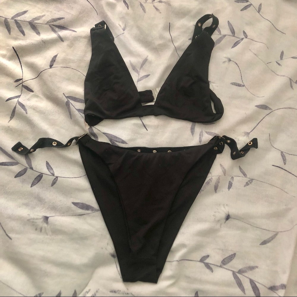 Black Grommet Triangle Bikini
